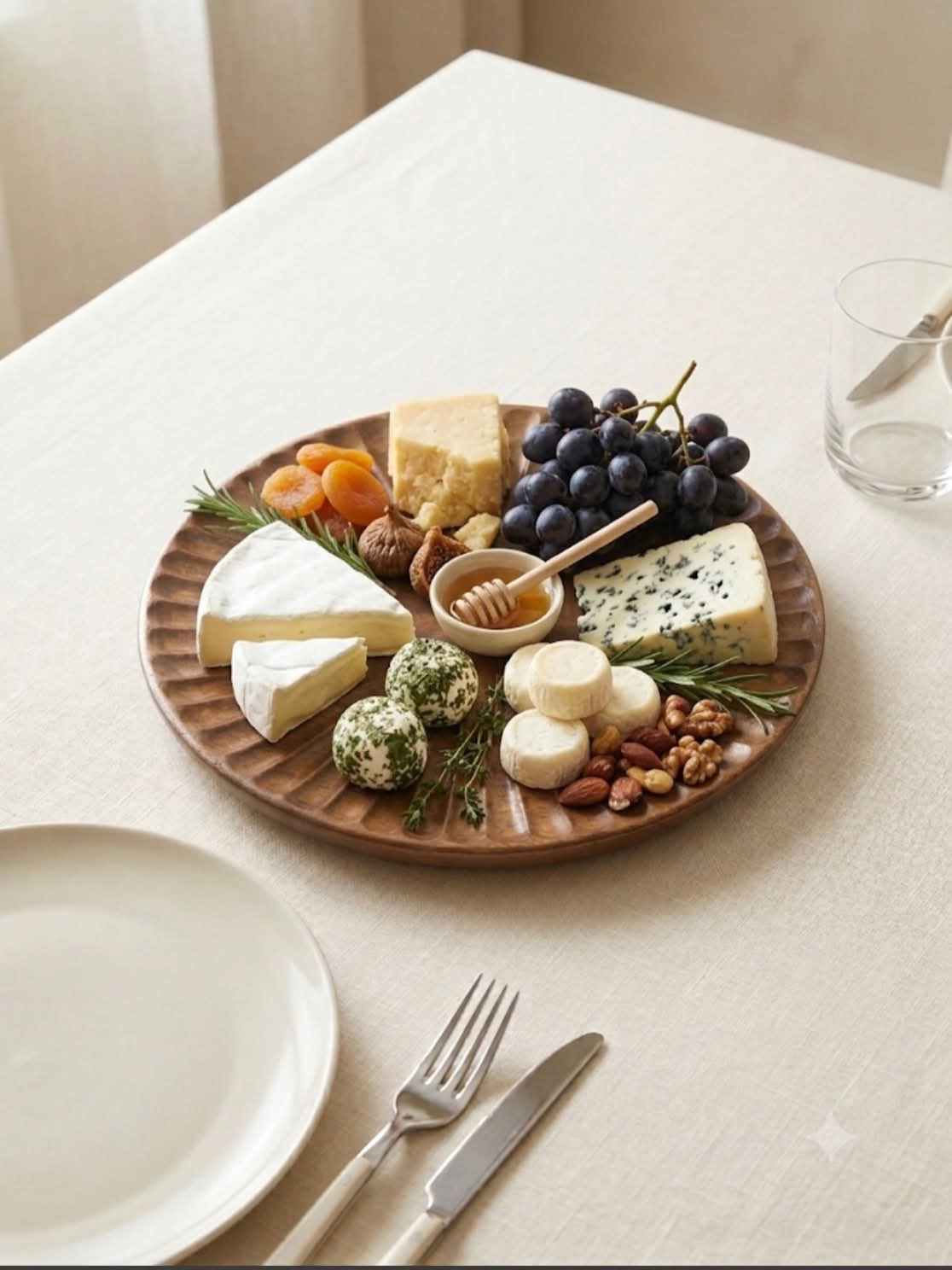 Round Carved Serving Plate