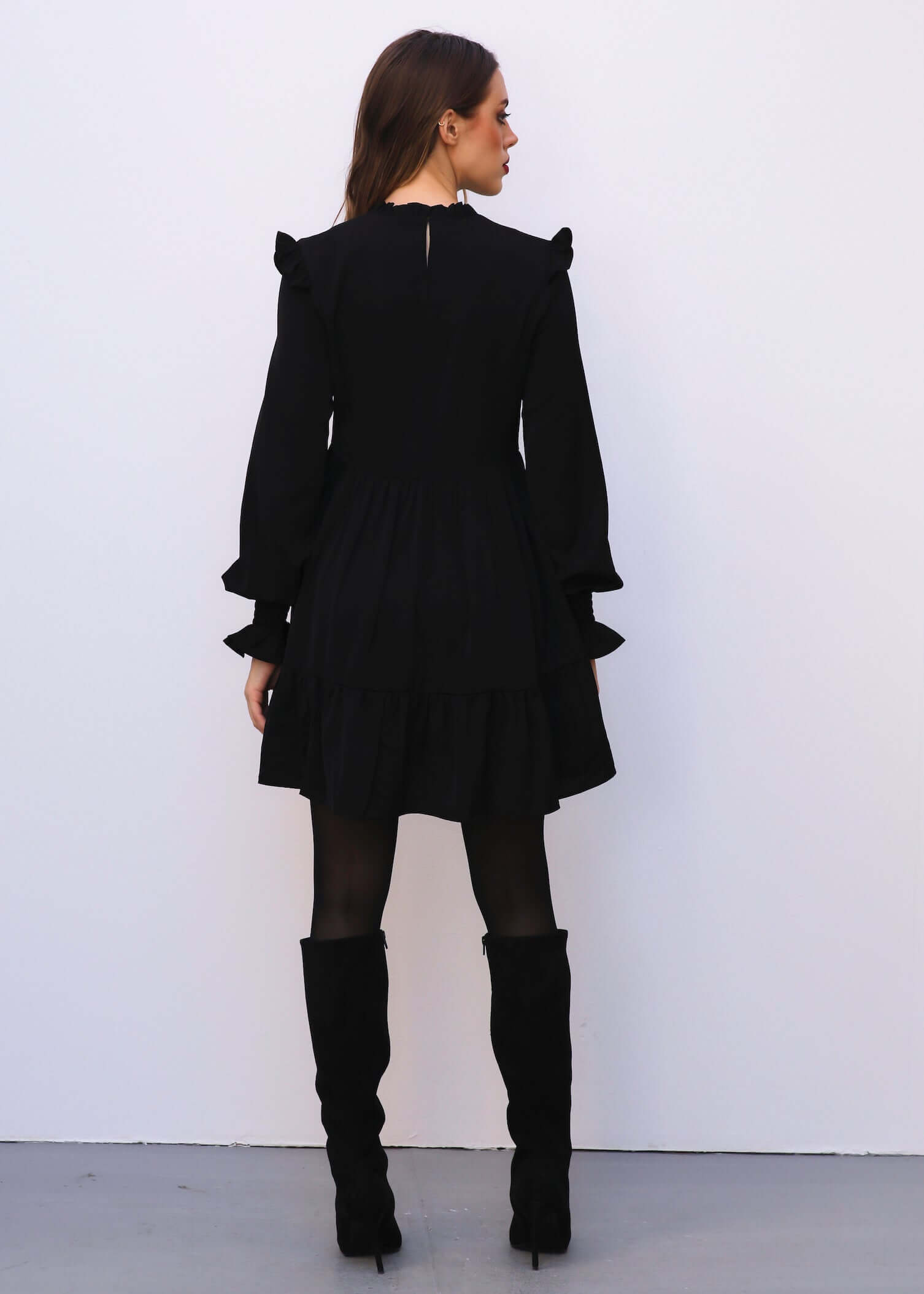Ruffled Long Sleeves Dress