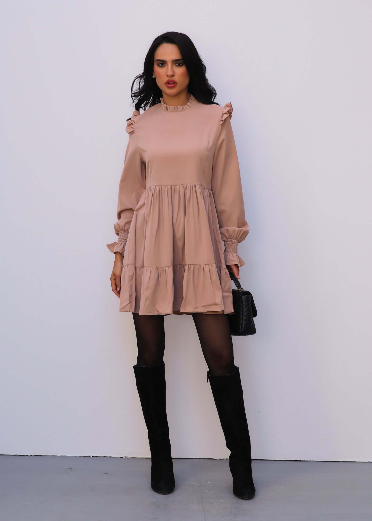 Ruffled Long Sleeves Dress