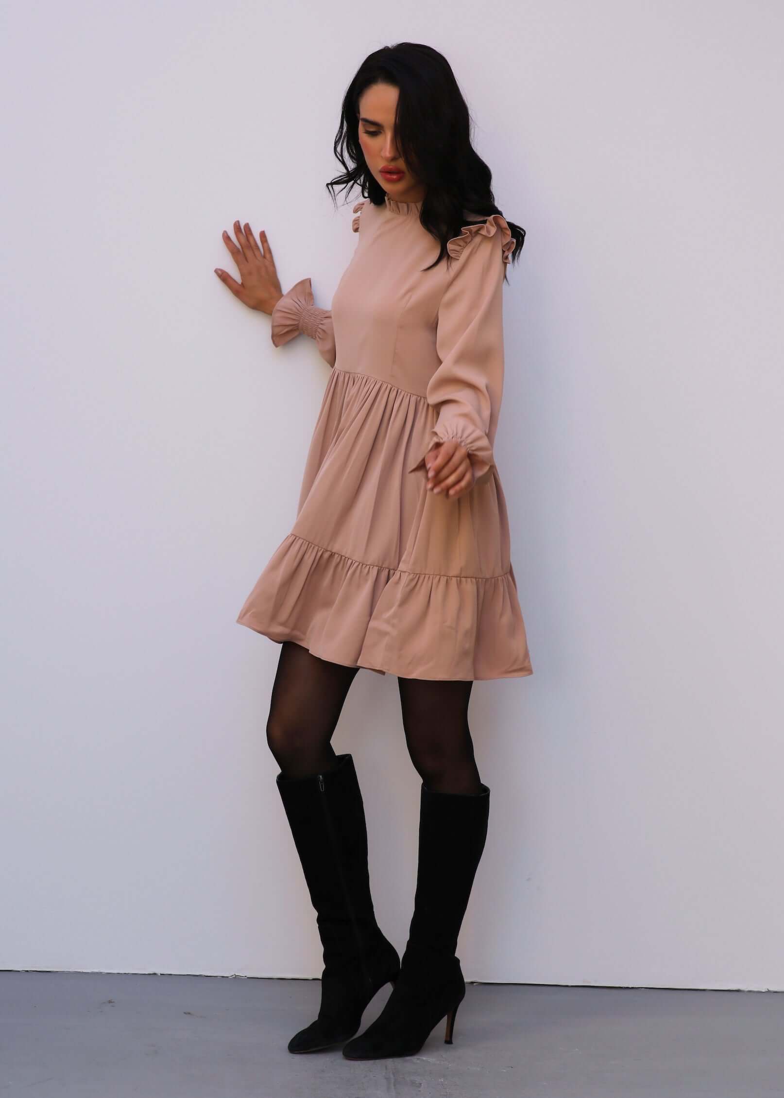 Ruffled Long Sleeves Dress
