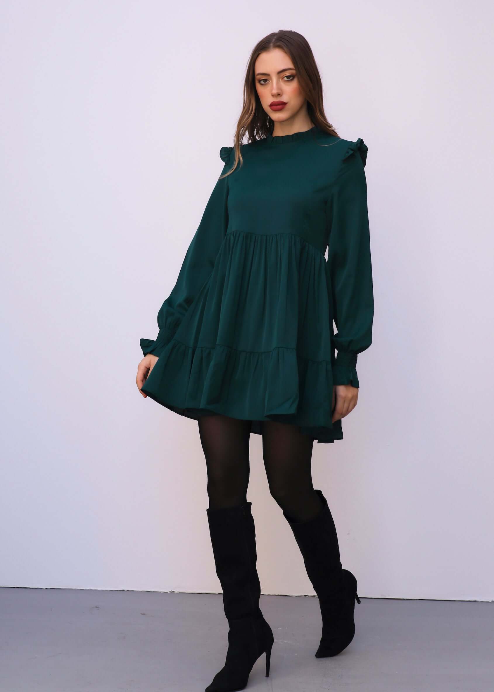Ruffled Long Sleeves Dress