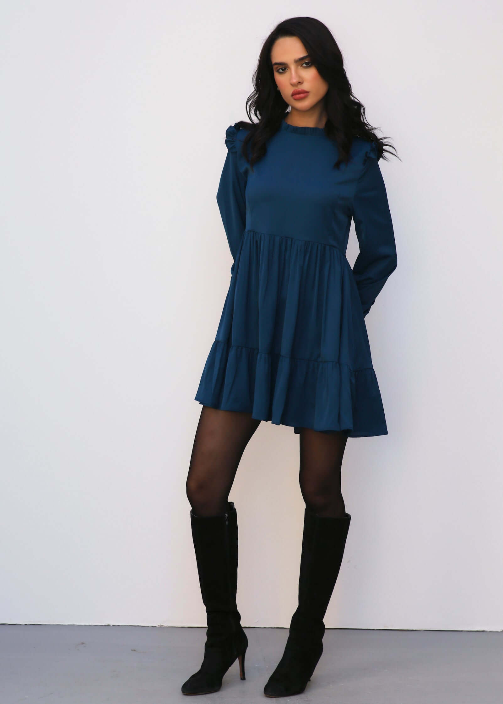 Ruffled Long Sleeves Dress