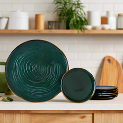Golden Pottery Rim Serving set of 7